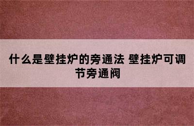 什么是壁挂炉的旁通法 壁挂炉可调节旁通阀